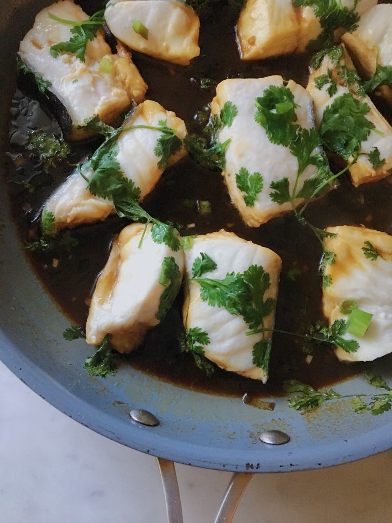 Asian Style Poached Halibut