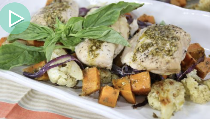 Easy Dinner Ideas: Sheet Pan Pesto Chicken with Vegetables