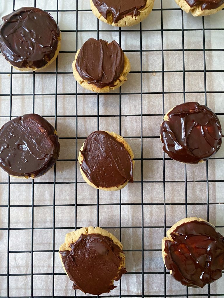 Creamy Cashew Chocolate Cookie after being dipped in chocolate